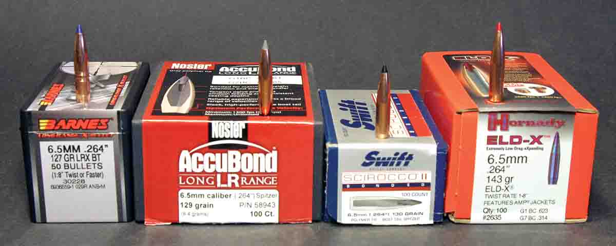 New high-BC hunting bullets are often 6.5mms due to the faster rifling twist in many 6.5 rifles. Construction varies considerably, but all work well at moderate muzzle velocities.
